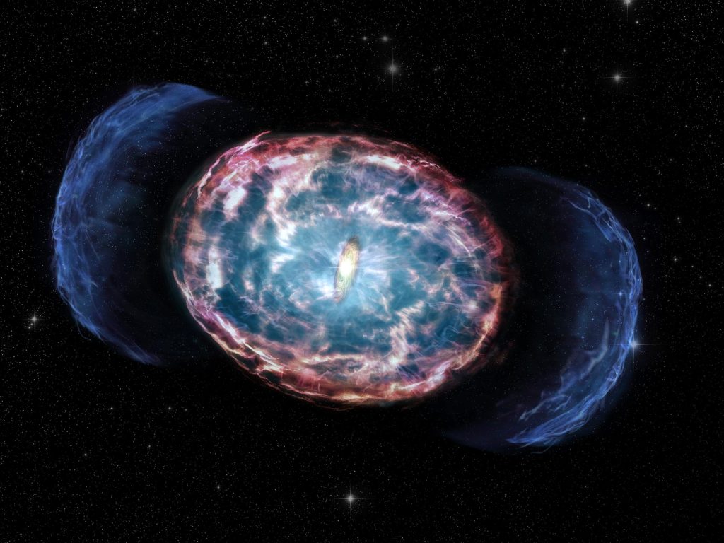 O brilho radioativo de Kilonova sugere uma rápida regressão da rotação tardia das estrelas de nêutrons no buraco negro.