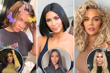 Veja a comparação real do cabelo Kardashian.  Kim, Khloe & Sisters peruca e extensões falsas