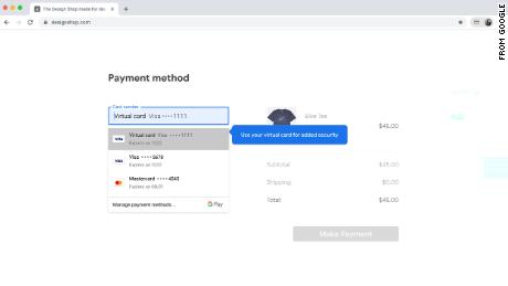 Os cartões virtuais do Google ocultarão as informações do cartão de crédito dos usuários durante as compras on-line. 