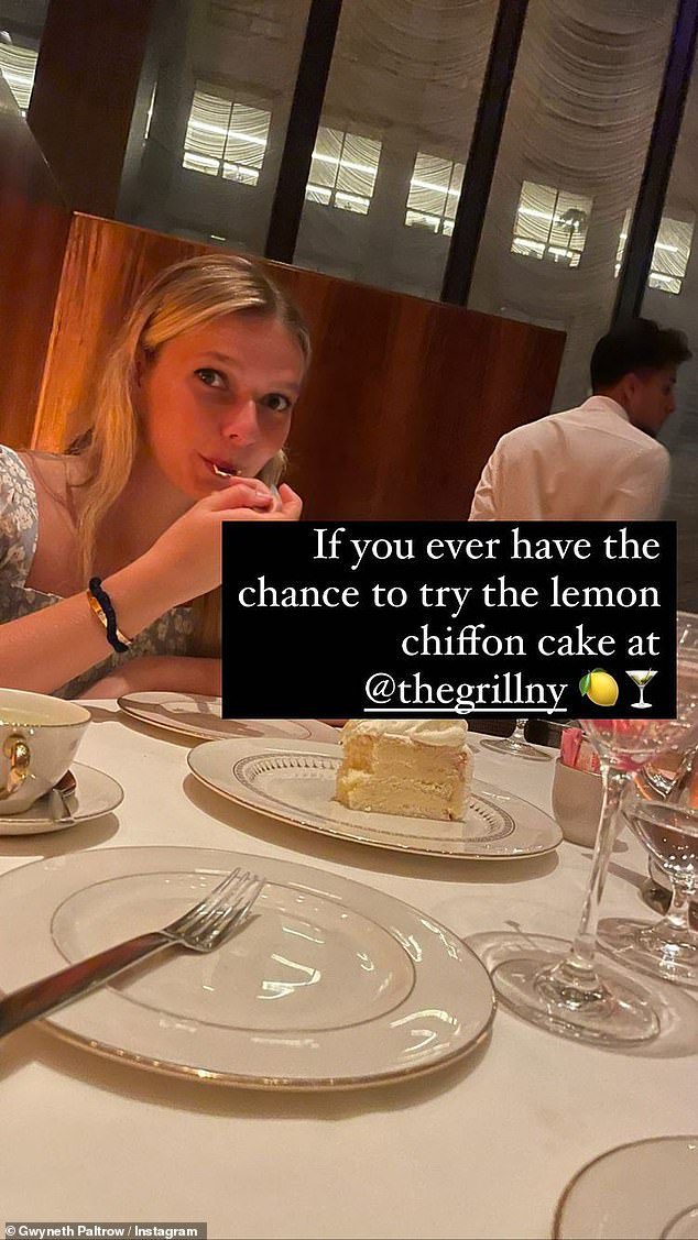 Bolo Chiffon de Limão Fica Lindo: Eles comeram sobremesa no The Grill NY;  Gwyneth habilmente adicionou Lemon e Martini Emjoi