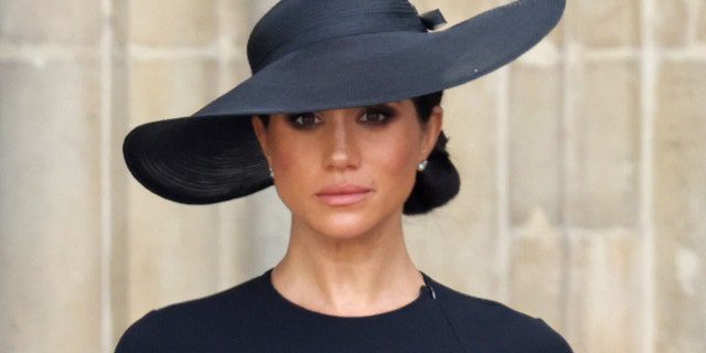 Meghan, duquesa de Sussex, durante o funeral de estado da rainha Elizabeth II na Abadia de Westminster em 19 de setembro de 2022 em Londres.