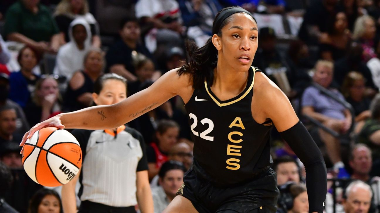 Aja Wilson, do Las Vegas Ace, foi eleito o Jogador do Ano da Equipe da WNBA pela segunda vez

