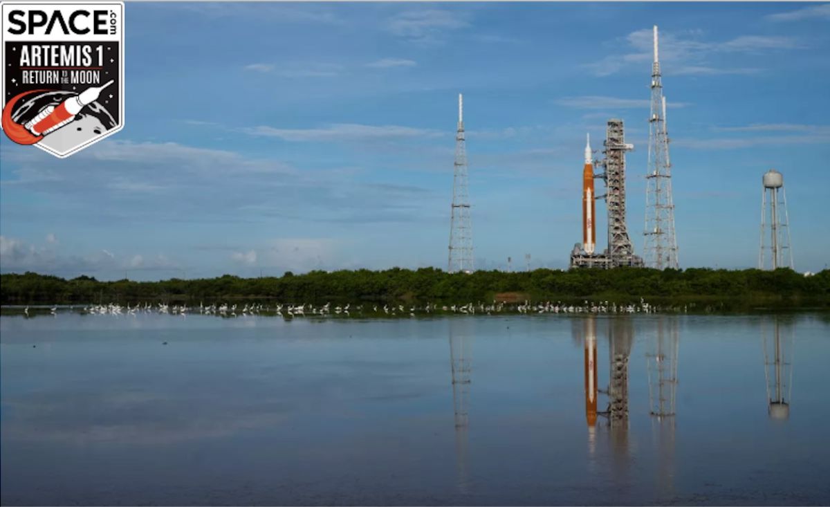 The Artemis 1 moon rocket on the pad at NASA