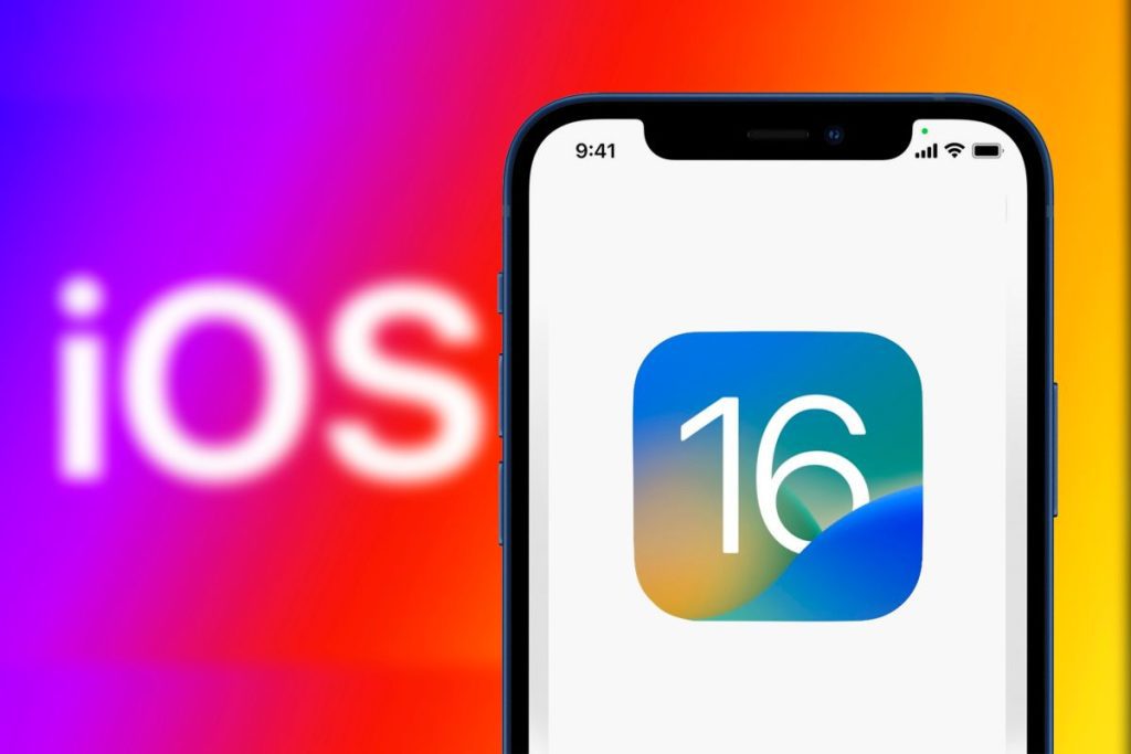 iOS 16 logo on iPhone