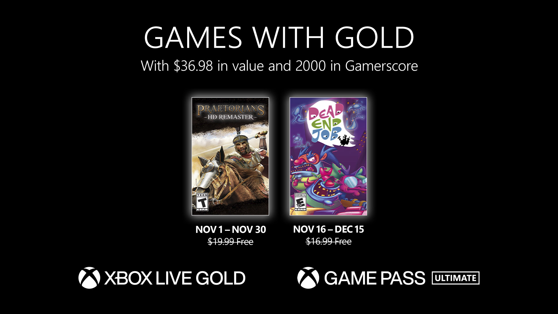 Jogos Xbox Live Gold gratuitos anunciados para novembro de 2022

