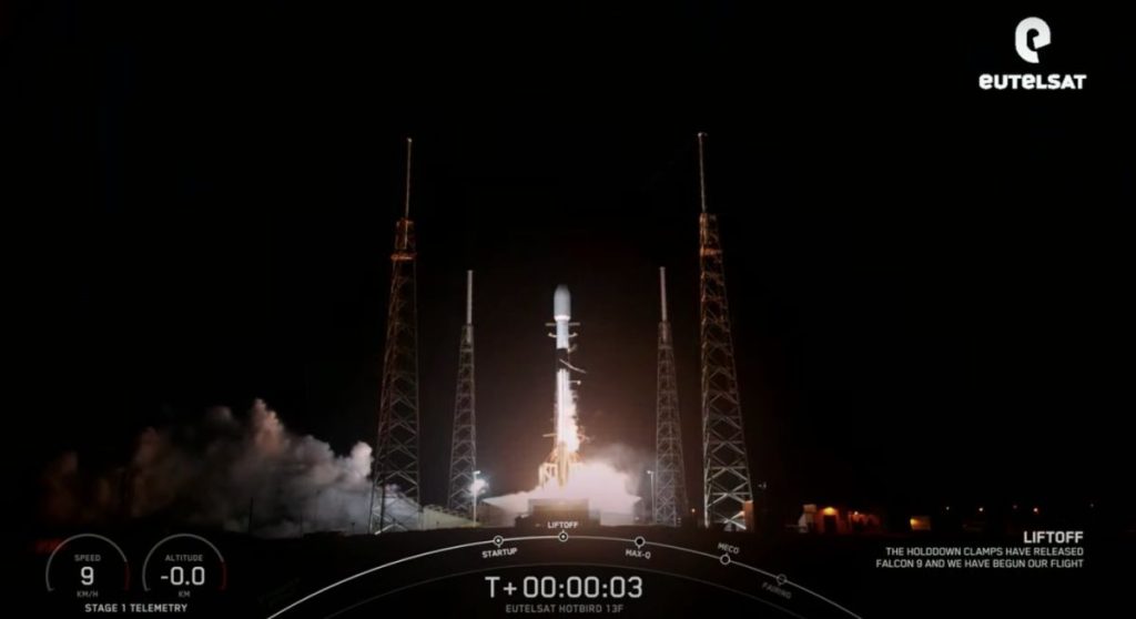 A SpaceX Falcon 9 rocket launches Eutelsat