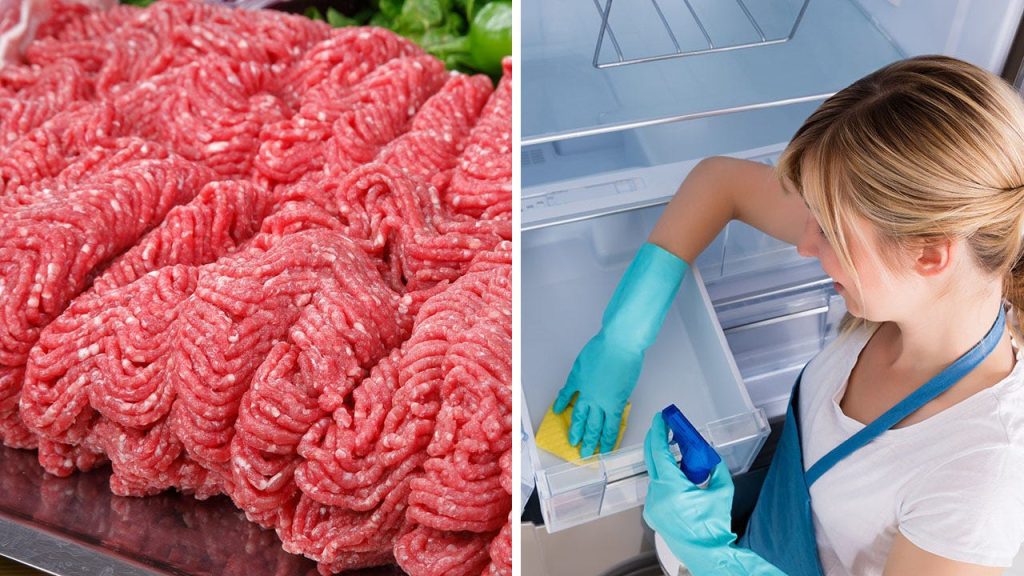 Carne contaminada também é chamada, um lembrete para limpar as geladeiras para manter a família segura